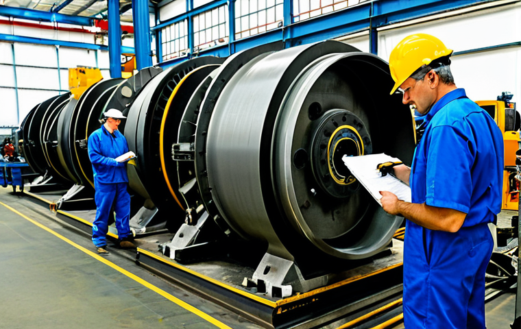 **
"A well-lit, spacious industrial manufacturing plant interior. Workers in fully clothed, appropriate work attire are diligently inspecting and maintaining heavy machinery. Focus on a worker performing preventative maintenance on a large mechanical component. The scene includes visible tools, gauges, and spare parts neatly organized. Perfect anatomy, correct proportions, natural pose. Safe for work, appropriate content, fully clothed, professional, family-friendly, high quality."
**