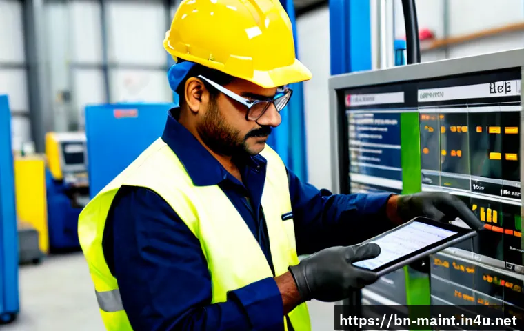 설비 유지보수 직무와 관련된 자격증 준비 일정 - Photorealistic maintenance technician in a clean industrial workshop, wearing safety helmet, protect...
